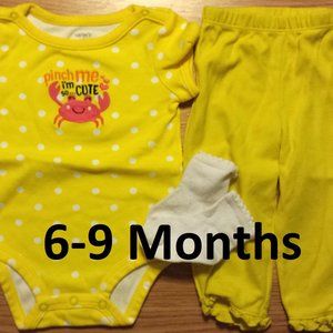 Girl's Size 9 M 6-9 Months Crab Top, Pants +